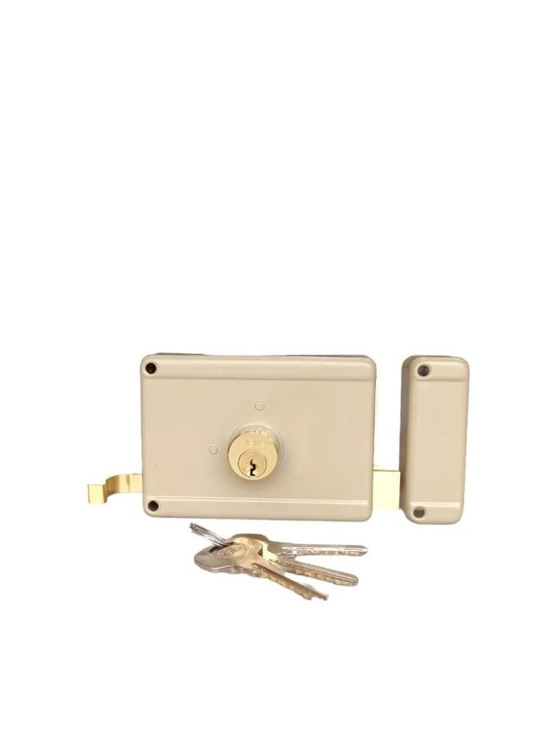 Yale "Yale Rim Lock with Brass Cylinder – Key & Lever Operated Latch, Steel Finish, Right-Handed Door Lock – Durable & Secure"  - Image 2