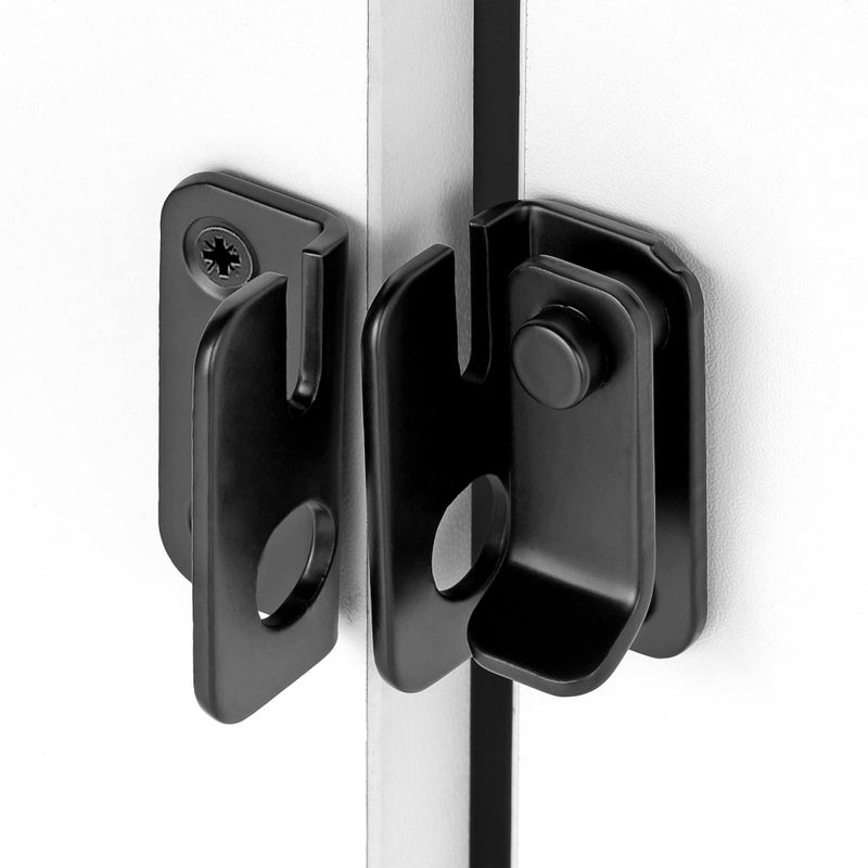 INIRET 2 Packs Flip Latchesï¼Œ1.81â€ x 1.77â€Black Stainless Steel Thickened Heavy Duty Hasp barn gate flip Door Latch Door Lock,Sliding Door Antique Lock Wine Cabinet Closet Door Latches-Right Open - Image 5