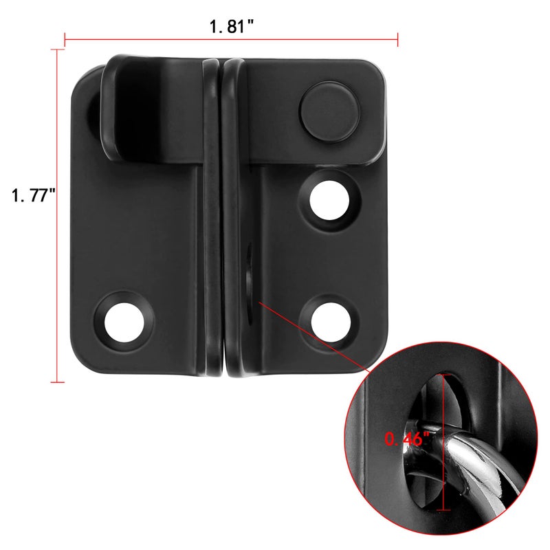 INIRET 2 Packs Flip Latchesï¼Œ1.81â€ x 1.77â€Black Stainless Steel Thickened Heavy Duty Hasp barn gate flip Door Latch Door Lock,Sliding Door Antique Lock Wine Cabinet Closet Door Latches-Right Open - Image 2