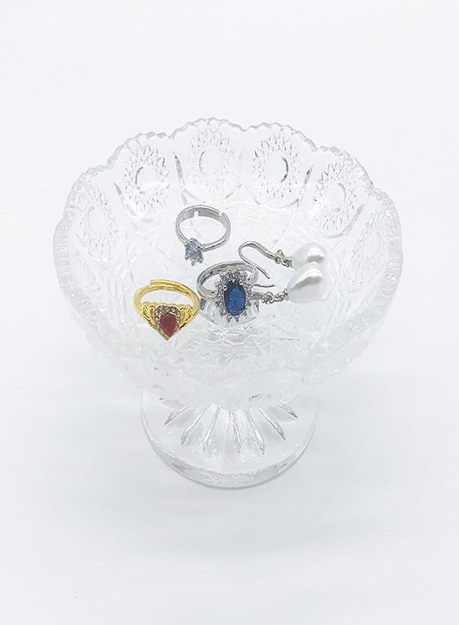 BESSKON Small Flower Ring Dish Jewelry Tray, Glass Jewelry Dish, Crystal Ring Holder Jewelry Plate Dish, Nightstand Decor Clear Jewelry Bowl Dish for Earrings,Vanity Decorative Tray Trinket Dish Gift - Image 1