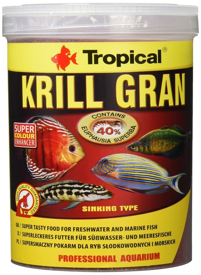 Tropical Krill Gran Super Tasty Colour Enhancing Food Sinking Pellet for omnivorous and Carnivorous Aquarium Fish 1000ml/540g- 60946