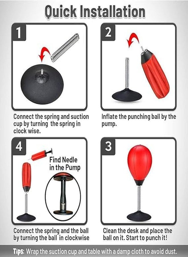 KACHKIT Desktop Punching Bag, Boxing Punch Ball with Suction Cup, Stress Relief Speed Ball for Office & Home, Fun Desk Toy for Kids, Boxing Kit with Pump for Stress Relief, (RED ; PCS-1). (Red) - Image 3