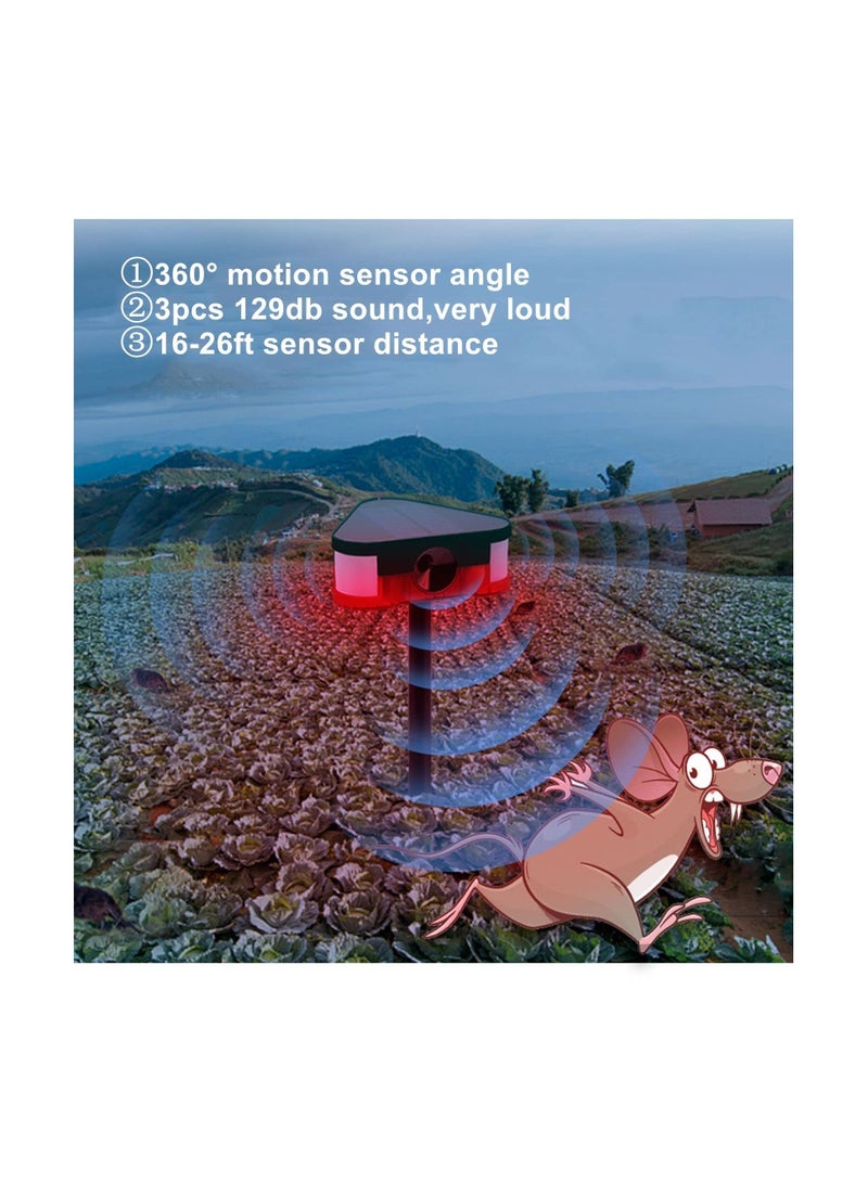 Excefore Solar Motion Sensor Outdoor Alarm 360° Motion Detector 3Pcs 130db Loud Siren Lamp Strobe Light with Remote  - Image 2