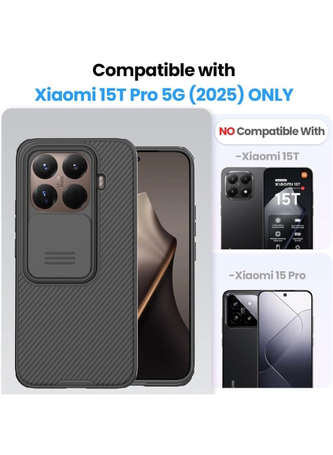 نيلكين جراب لهاتف Xiaomi 15T Pro، مع غطاء كاميرا منزلق، أسود - Image 2