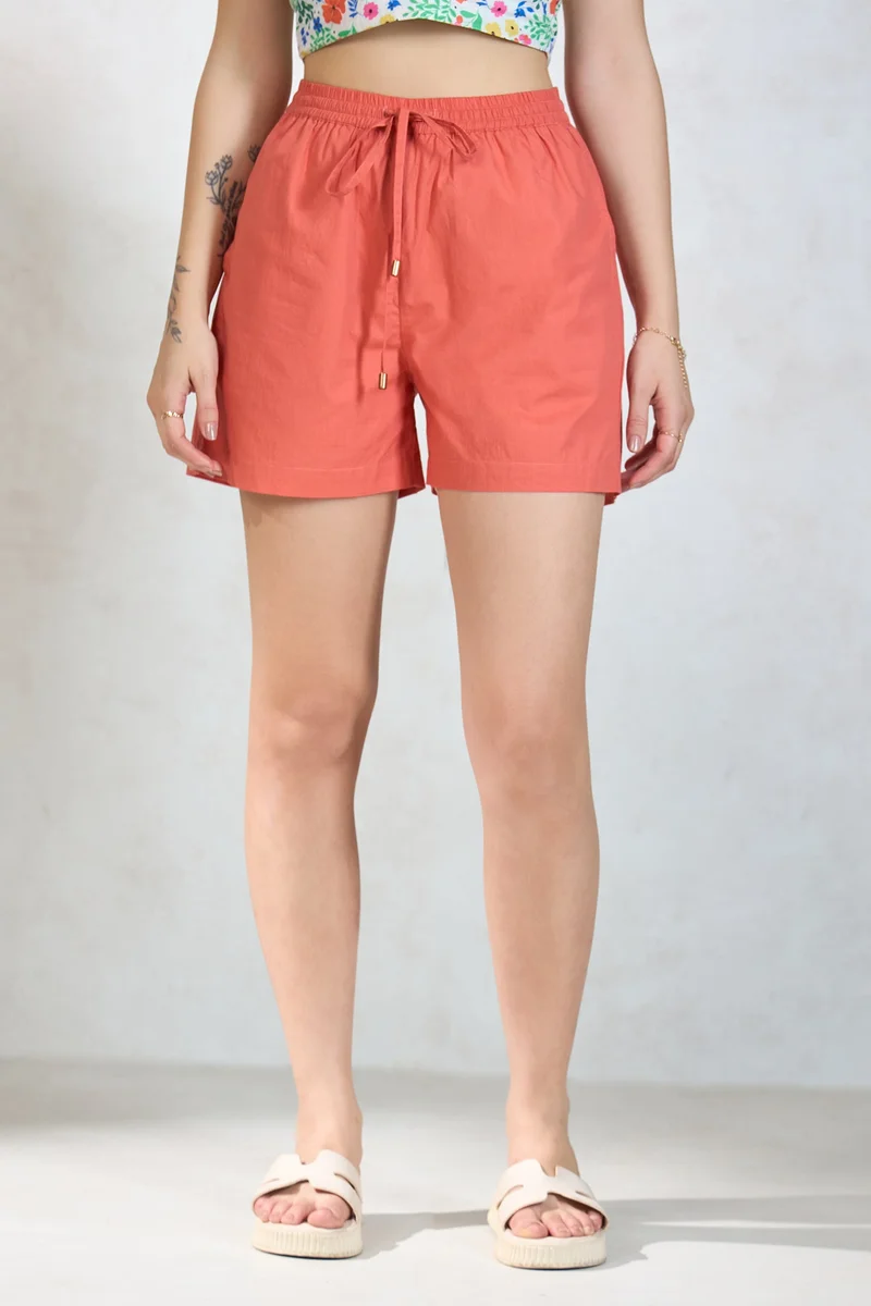 Virgio Virgio Women Cotton Mini Length Solid And Floral Shorts