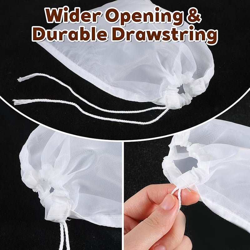 Aeaocvo 5 Pcs Nylon Brew Bags, Fine Mesh Brewing Bag Reusable Cold Brew Bags, 7.9 x 5.9 Inch Straining Bag for Beer, Wine, Cider, Mesh Strainer Steeping Bags - Image 4