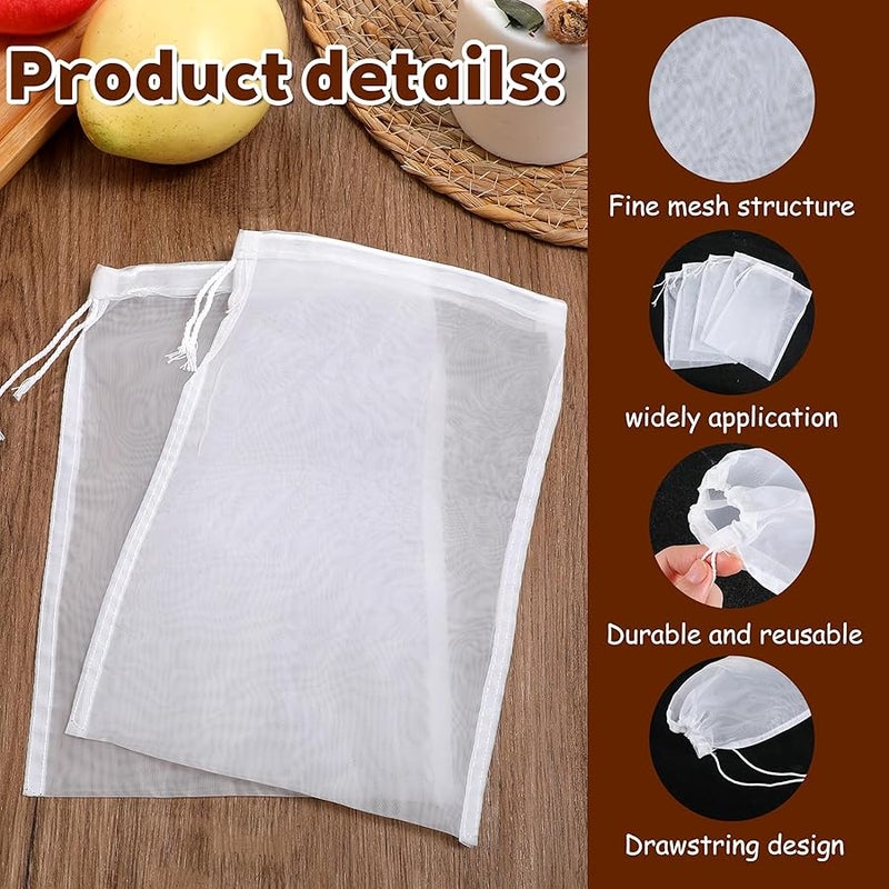 Aeaocvo 5 Pcs Nylon Brew Bags, Fine Mesh Brewing Bag Reusable Cold Brew Bags, 7.9 x 5.9 Inch Straining Bag for Beer, Wine, Cider, Mesh Strainer Steeping Bags - Image 3