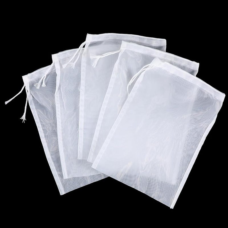 Aeaocvo 5 Pcs Nylon Brew Bags, Fine Mesh Brewing Bag Reusable Cold Brew Bags, 7.9 x 5.9 Inch Straining Bag for Beer, Wine, Cider, Mesh Strainer Steeping Bags - Image 1
