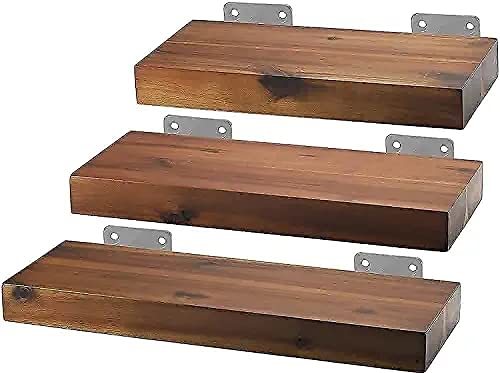 VM DECOR Solid sheesham Wood Floating Wall Shelf Mounted Wall Decor for Kitchen Storage Bedroom Set of 3 20 inches Dark Brown Size Color Also costmisable 20 inches - Image 4