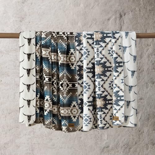 Wrangler - Blanket, Soft & Reversible Flannel Bedding, Yellowstone Inspired Throw Blanket for Couch or Bed (Dakota Grey, 60" x 70") - Image 5