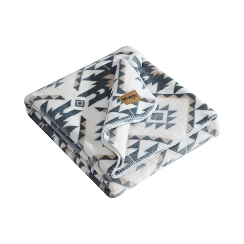 Wrangler - Blanket, Soft & Reversible Flannel Bedding, Yellowstone Inspired Throw Blanket for Couch or Bed (Dakota Grey, 60" x 70") - Image 1