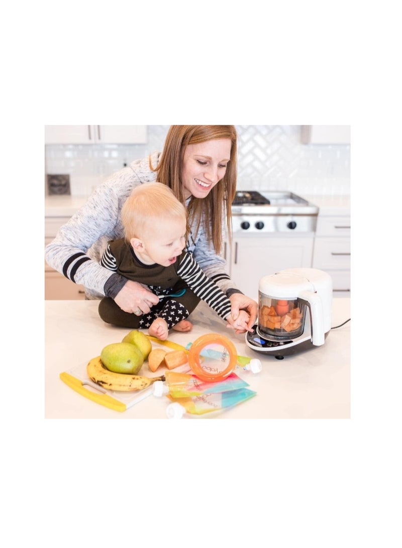 Baby Brezza One Step Homemade Food Maker Deluxe | Automatic/Instant Cooker And Blender | Steam And Puree Baby Food For Pouches-Make Healthy Food For Babies-Includes 3 Pouches And 3 Funnels-White - Image 3