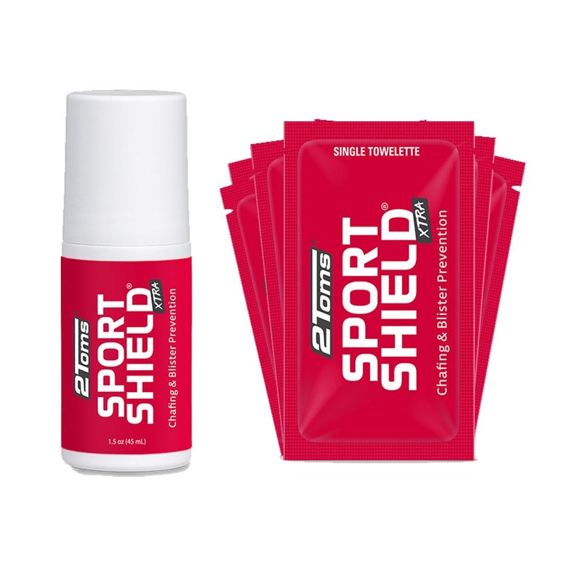 SportShield Xtra Soothing All Day AntiChafe Prevention Waterproof Protection from Thigh Chafing and Skin Irritation Combo Pack 15 Ounce Bottle 6 SingleUse Towelettes