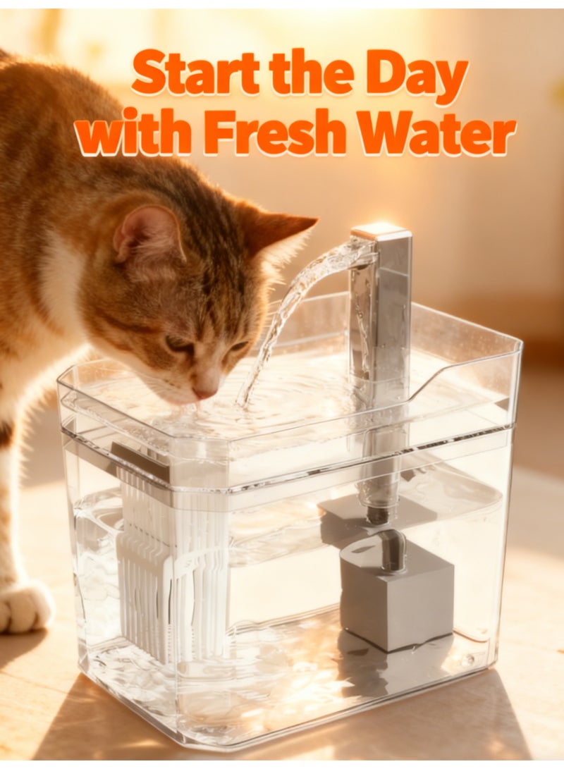 30-Day Battery Pet Water Fountain, 1.5L Large Capacity with Smart Sensor - Image 1