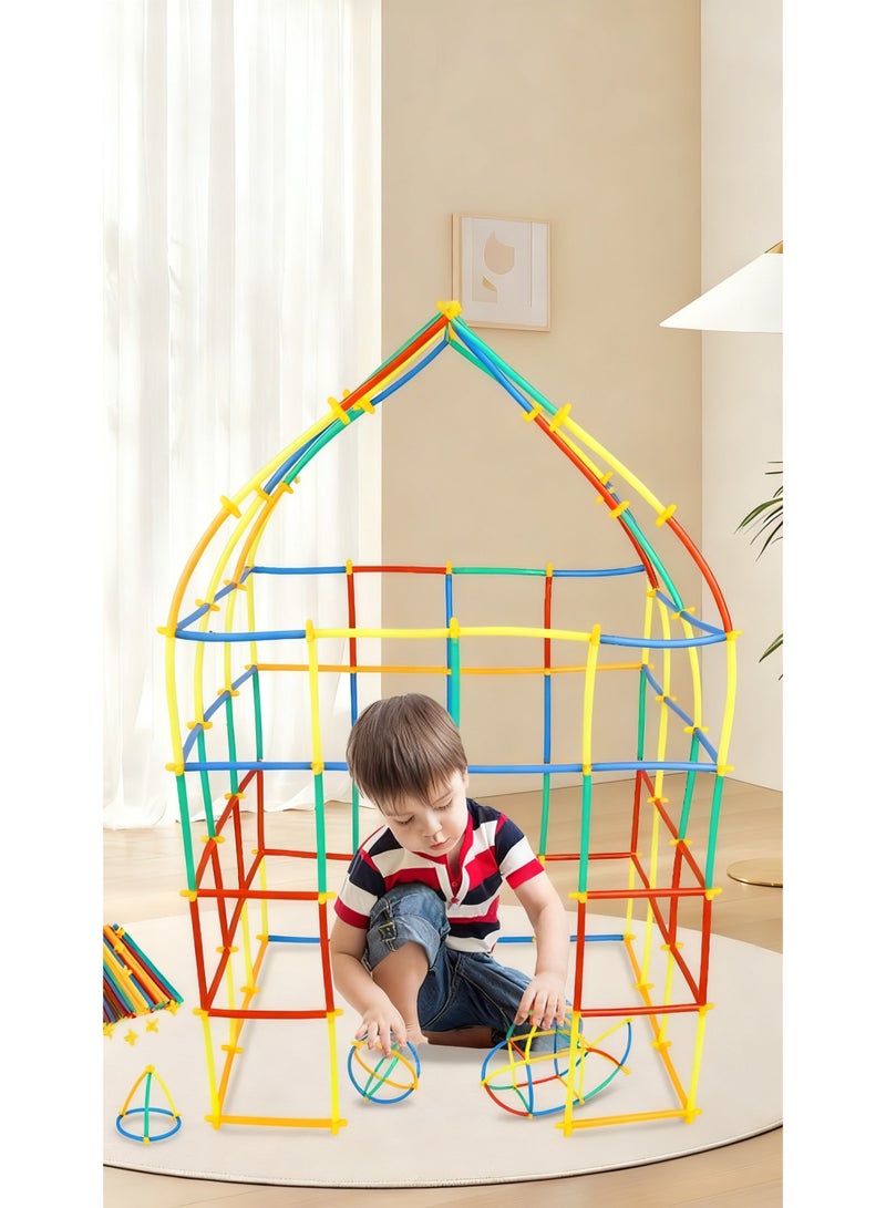 DIY Straw Building sets - 400PCS Interlocking Straws & Connectors Blocks Set, Colorful Educational Toy for Developing Motor Skills, Perfect Gift for Kids Boys & Girls - Image 1