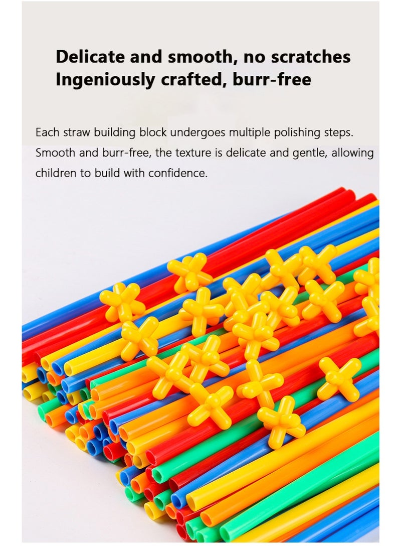 DIY Straw Building sets - 400PCS Interlocking Straws & Connectors Blocks Set, Colorful Educational Toy for Developing Motor Skills, Perfect Gift for Kids Boys & Girls - Image 5