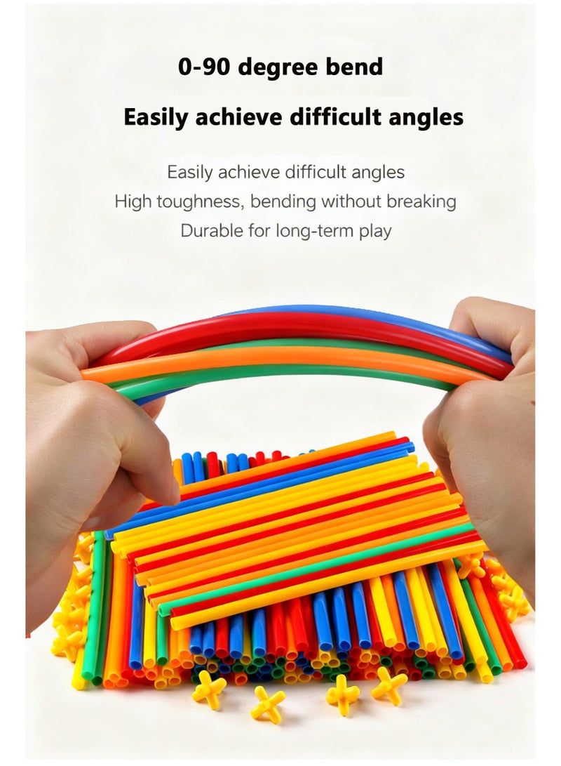 DIY Straw Building sets - 400PCS Interlocking Straws & Connectors Blocks Set, Colorful Educational Toy for Developing Motor Skills, Perfect Gift for Kids Boys & Girls - Image 4