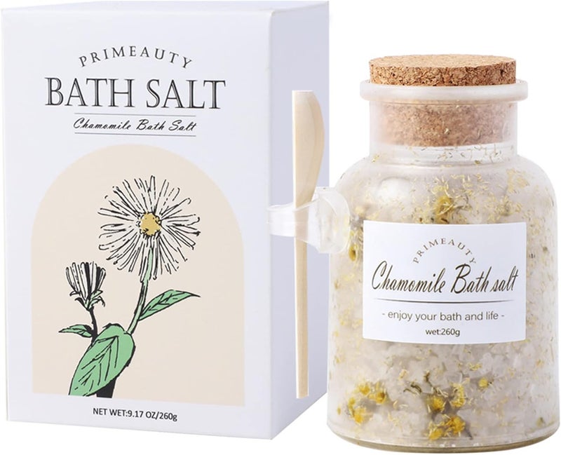 T-shin Bath SaltHimalayan Chamomile Flower Dead Sea SaltChamomile and Bergamot Essential OilCleanseRevitalizeRelaxingStress Reliefand Soothes SkinBest for Good Sleep260g 917oz 