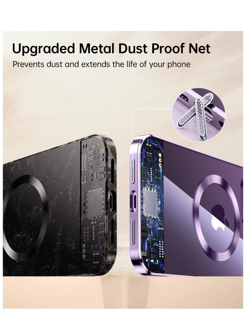 ELTRAZONE for iPhone 14 Pro Max Case with Camera Protector, [Full Camera Cover Protection] [Compatible with MagSafe] [Military Grade Protection] Clear Magnetic Slim Phone Case 6.7 inch, Purple - Image 5