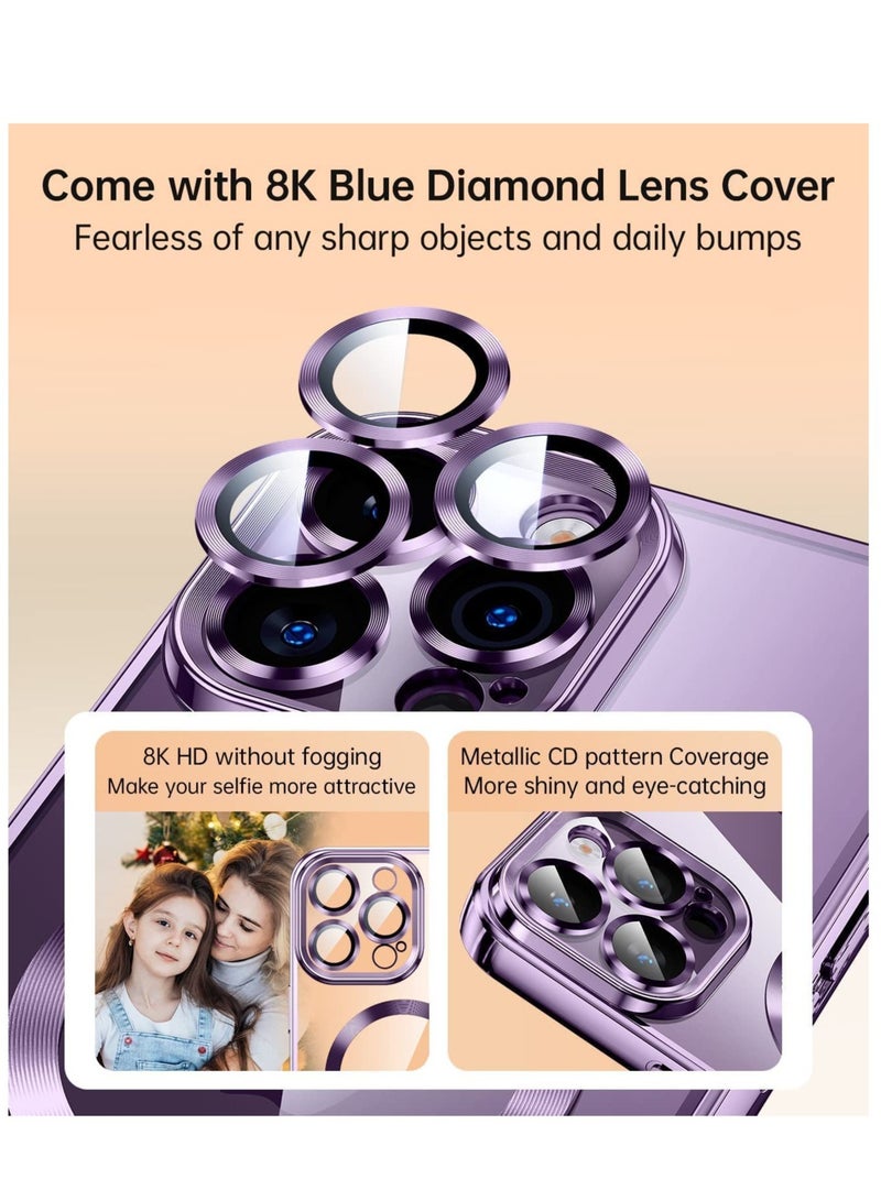 ELTRAZONE for iPhone 14 Pro Max Case with Camera Protector, [Full Camera Cover Protection] [Compatible with MagSafe] [Military Grade Protection] Clear Magnetic Slim Phone Case 6.7 inch, Purple - Image 3