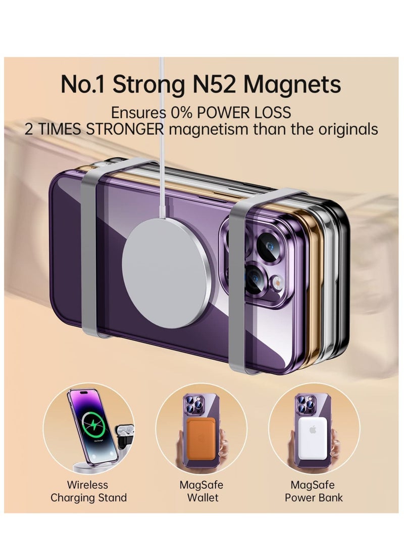ELTRAZONE for iPhone 14 Pro Max Case with Camera Protector, [Full Camera Cover Protection] [Compatible with MagSafe] [Military Grade Protection] Clear Magnetic Slim Phone Case 6.7 inch, Purple - Image 4