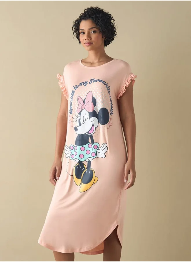 FAV Minnie Mouse Print Sleepshirt with Short Sleeves