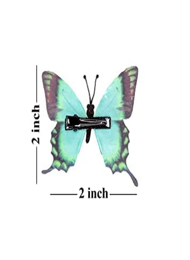 KYNA Set Of 2 Butterfly Shape Hair Pins Mesh Hairpins Hair Tie Pins Hair Accessories Birthday Return Gift Item For Girls And Women (See Green Colour) - Image 3