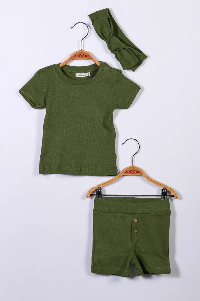 مينينو Gots Certified Organic Cotton T Shirt Shorts and Bandana Set 6 Months to 4 Years
