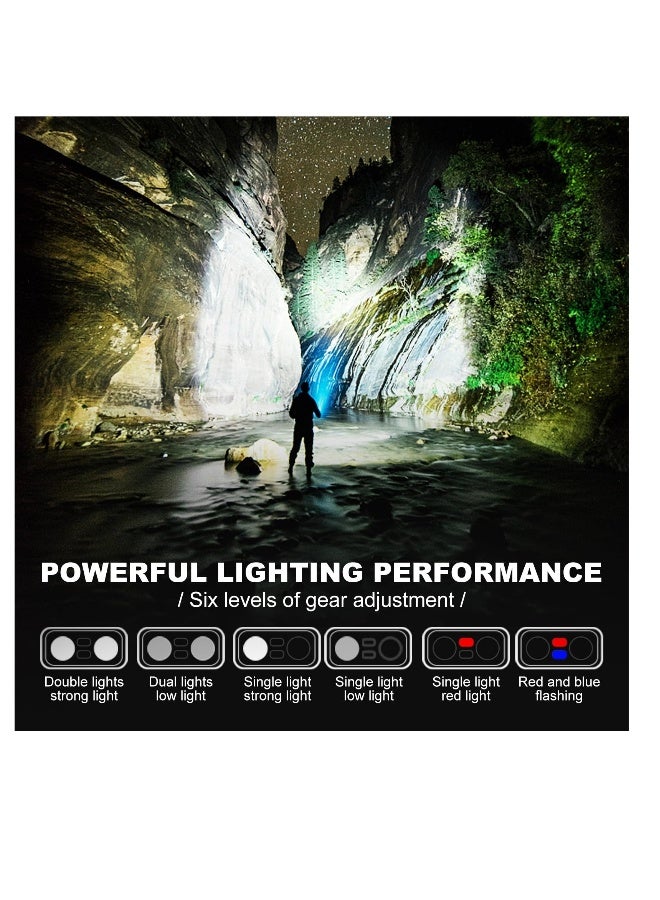 فلاش LED قابل لإعادة الشحن بحجم مدمج مع مشبك وعرض طاقة، تصميم دوران 180 درجة للجري والتخييم وركوب الدراجات، ضوء EDC مغناطيسي مسطح باللون الأسود - Image 5