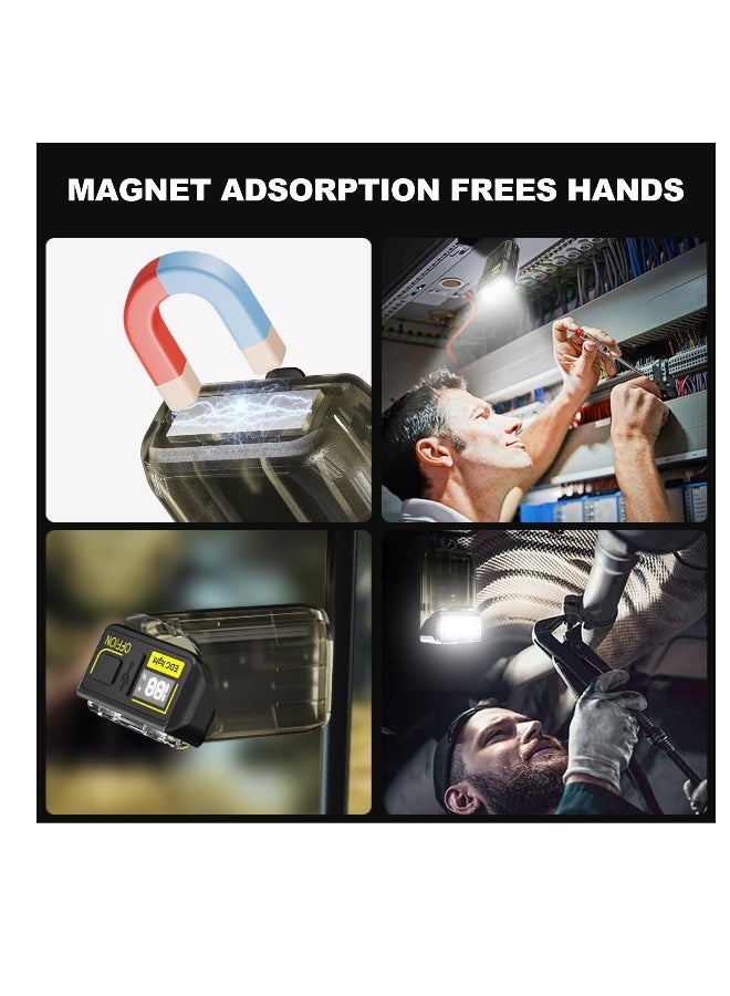 فلاش LED قابل لإعادة الشحن بحجم مدمج مع مشبك وعرض طاقة، تصميم دوران 180 درجة للجري والتخييم وركوب الدراجات، ضوء EDC مغناطيسي مسطح باللون الأسود - Image 4