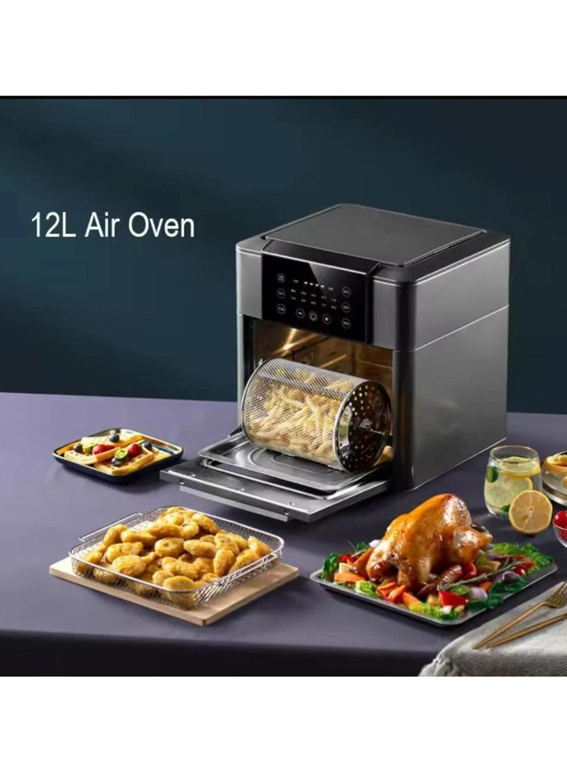 Denx Healthy Air Fryer Without Oil For Fry/Grill/Bake/Roast Capacity 12 Liters Power 1600 Watts - Black Color - Image 5