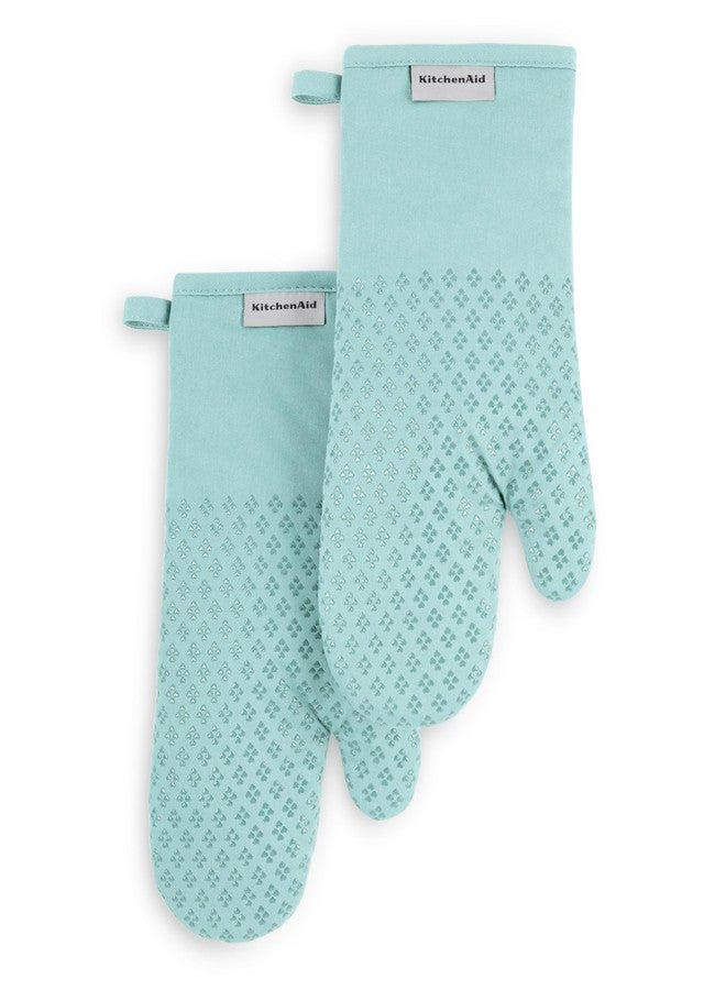 KitchenAid Asteroid Oven Mitt 2-Pack Set, Mineral Water Aqua, 7"x12.5" - Image 1