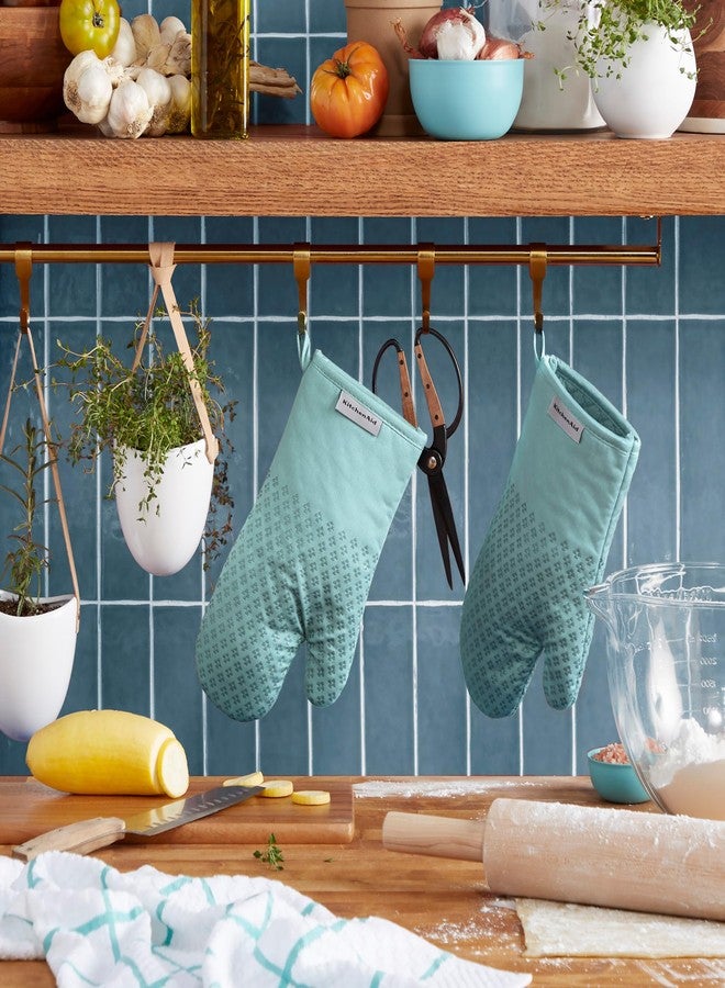 KitchenAid Asteroid Oven Mitt 2-Pack Set, Mineral Water Aqua, 7"x12.5" - Image 2