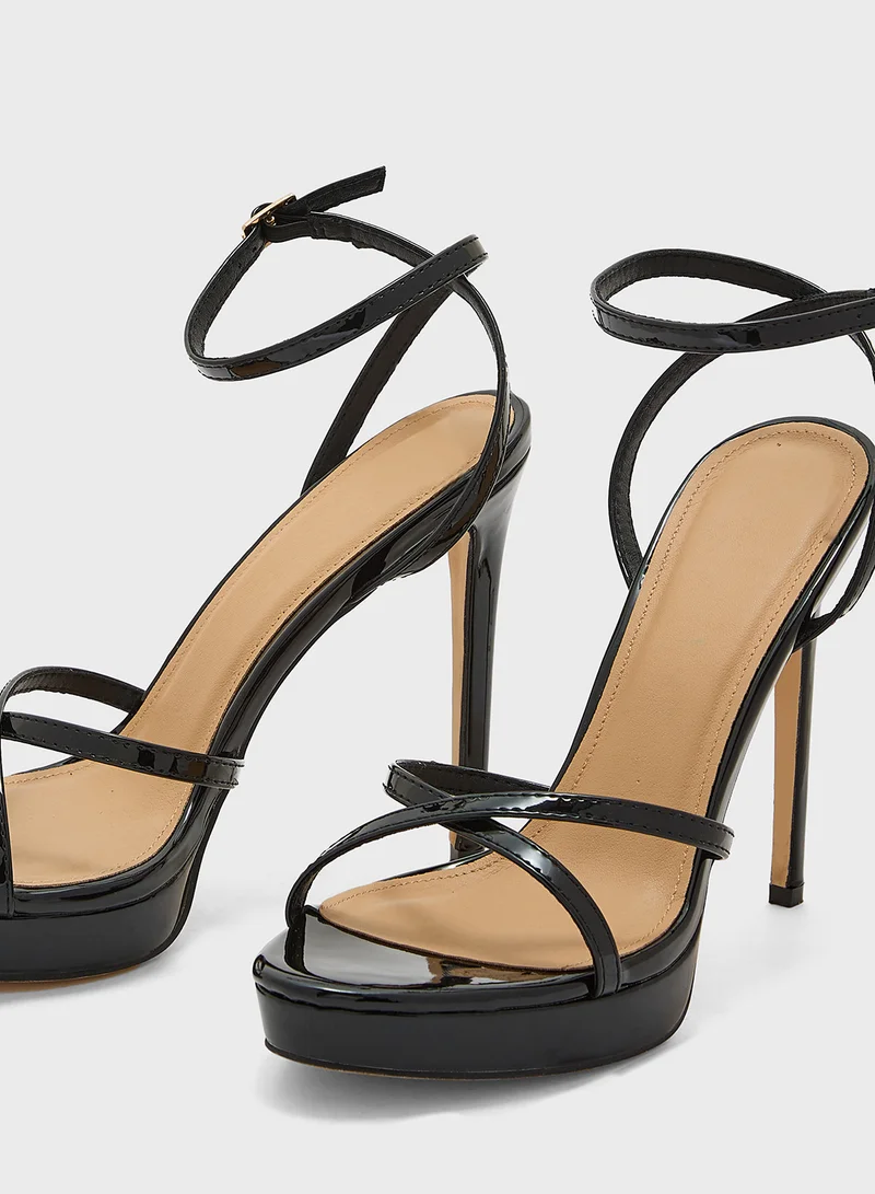 Truffle Platform Heel Ankle Strap Stilleto Sandal