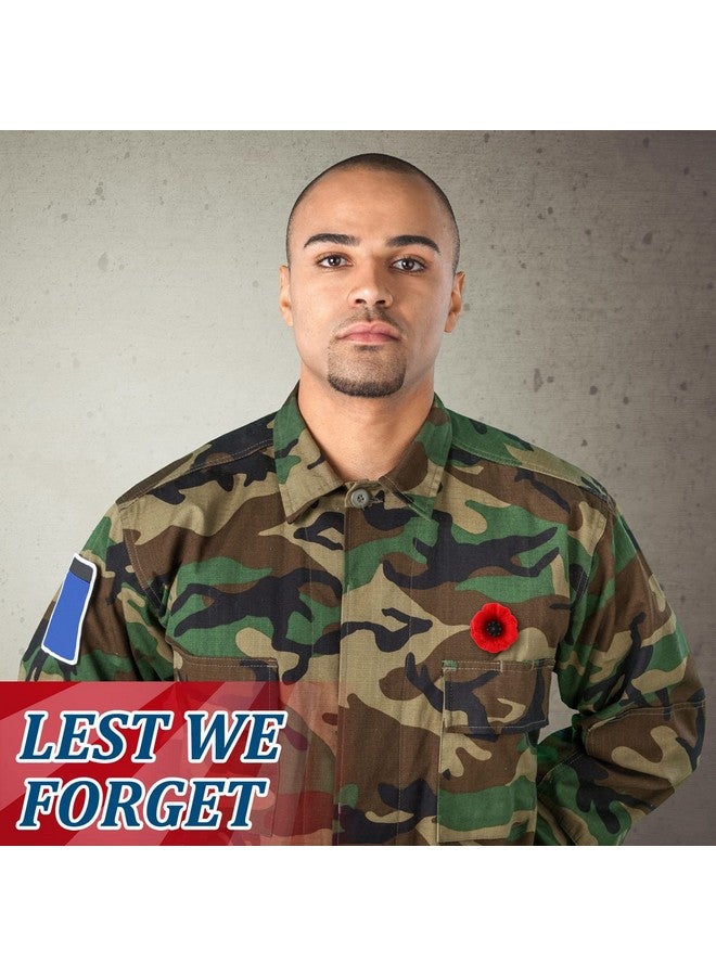 Cindeer 40 قطعة دبابيس زهرة الخشخاش ليوم المحاربين القدامى 1 بوصة دبابيس خشخاش حمراء من الراتنج دبابيس لابيل لننسى أبداً هدية يوم الخشخاش يوم الذكرى دبابيس صغيرة زهرة تذكارية لنساء ورجال الزفاف - Image 4