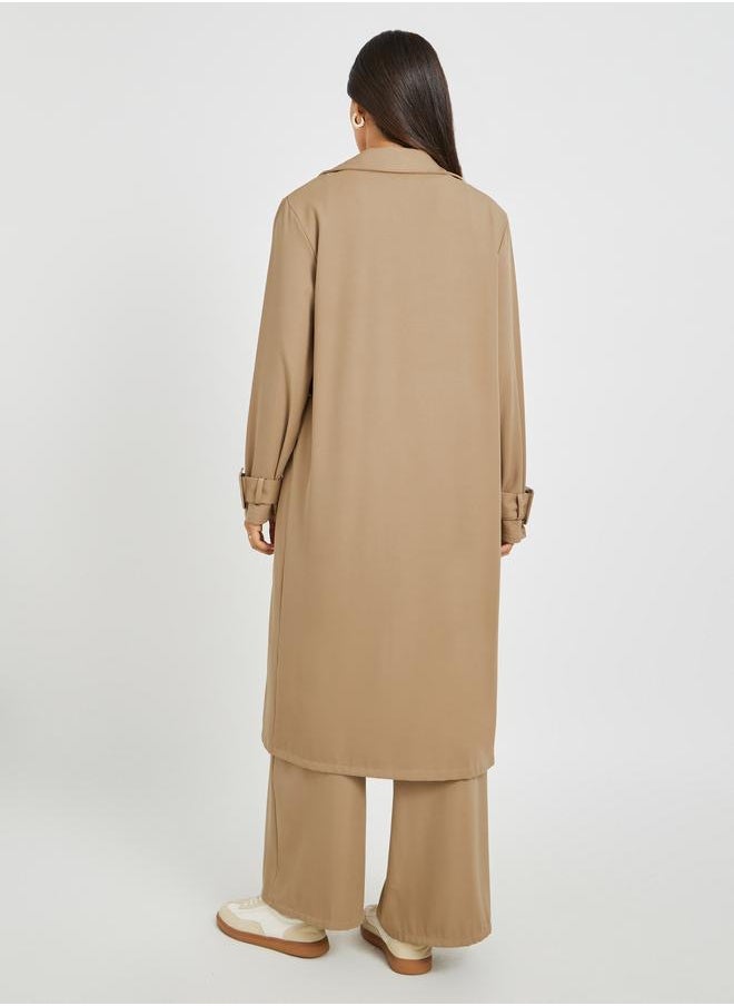 Styli Styli Regular Fit Knee Length Trench Kimono with Belt Detail  - Image 5