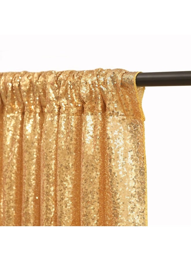 SoarDream Gold Sequin Backdrop Curtain Panels Stage 2 Pieces 2FTx8FT Wedding Party Background Drapes - Image 5