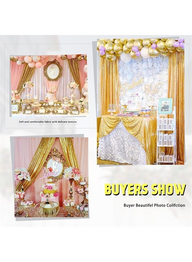 SoarDream Gold Sequin Backdrop Curtain Panels Stage 2 Pieces 2FTx8FT Wedding Party Background Drapes - Image 3