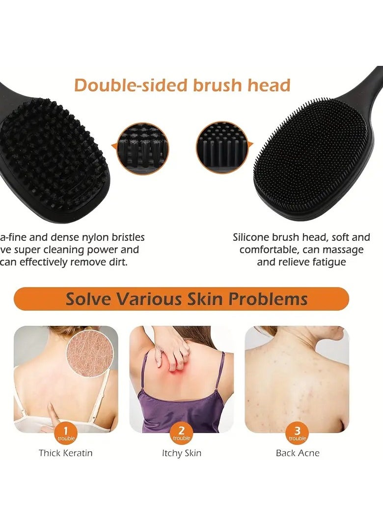 ORiTi Back Scrubber For Shower, Long Handle Bath Shower Brush, Soft Back Cleaner Washer, Body Bath Brush For Women And Men, Bathroom Shower Accessories  - Image 3