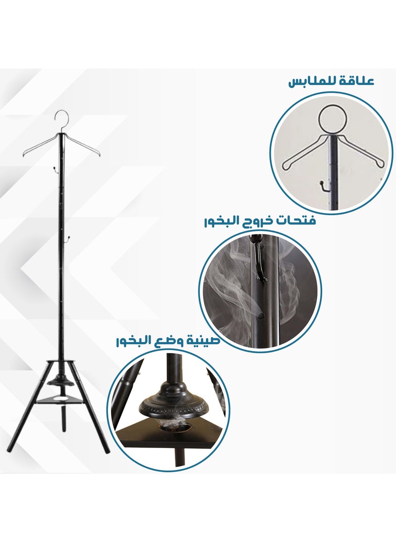 بكسل للأثاث مبخرة وشماعة 2 في 1 من بكسل الأثاث مع فتحات لتبخير الملابس وعلاقة متعددة الاستخدامات بتصميم أنيق, أسود  - Image 3