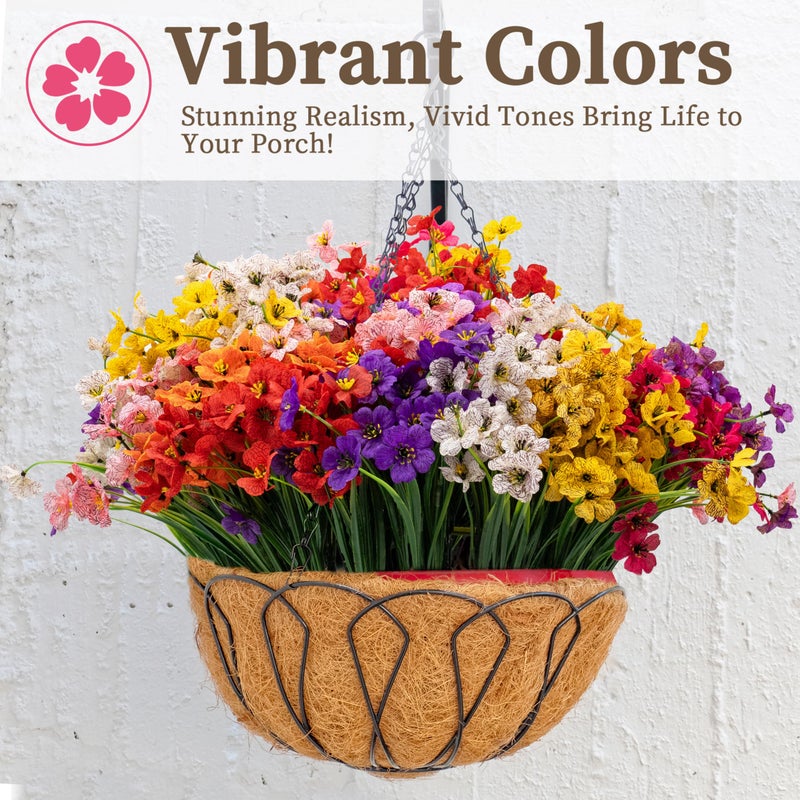 ColoPlay 24 Bundles Artificial Flowers for Outdoors/Indoors, Fake Flowers Plants for Indoor Outside Garden Porch Window Box Home Wedding Farmhouse(8 Color) - Image 5