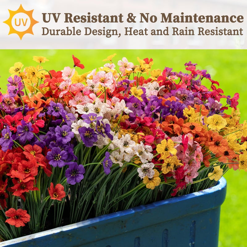 ColoPlay 24 Bundles Artificial Flowers for Outdoors/Indoors, Fake Flowers Plants for Indoor Outside Garden Porch Window Box Home Wedding Farmhouse(8 Color) - Image 4