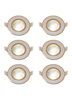 El Rawda Lighting 6 Pcs Spotlights Inside The Gypsum, 7 Cm Opening, White Body X Gold, 6 Watts, 3-Mode Lighting  White - Warm - Cool Pcs 9x9x4 cm 