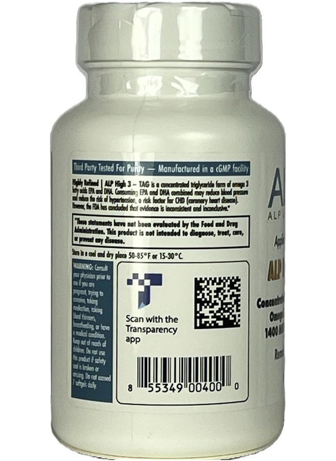 ALP High-3 - TAG Omega 3 Fish Oil Supplement - 60-Count - Image 1
