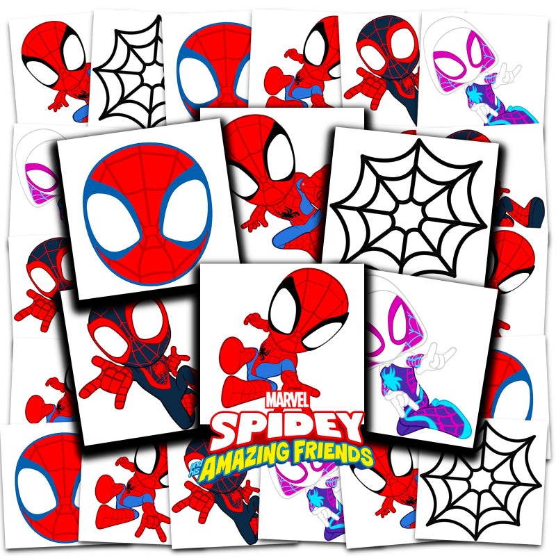 MARVEL Spidey and His Amazing Friends Tattoos Party Favors Bundle ~ 70+ Perforated Individual 2" x 2" Spidey & Friends Temporary Tattoos for Kids Boys Girls (Spidey Party Supplies MADE IN USA) - Image 1
