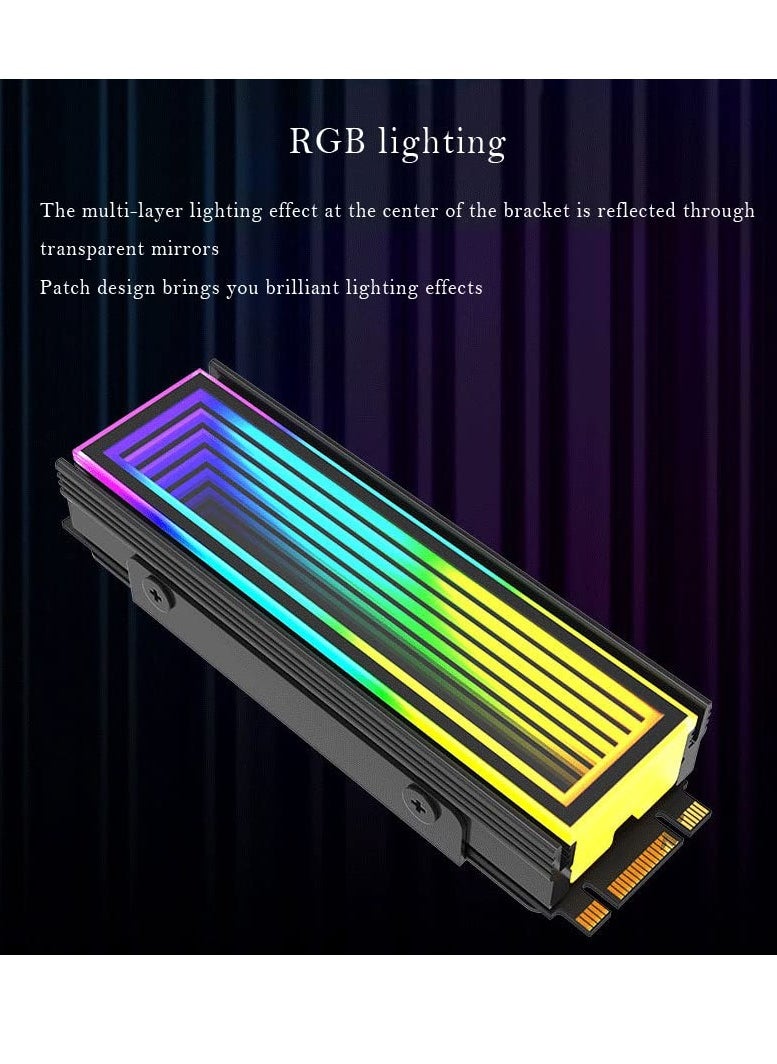 KASTWAVE - M.2 2280 ARGB Hard Drive Heatsink - Cooling M2.2280 SSD Cooler with 5V 3Pin Addressable RGB Sync. Multi-Mainboard Compatible for Efficient Heat Dissipation. SSD Radiator with Thermal Pad in Black - Image 1