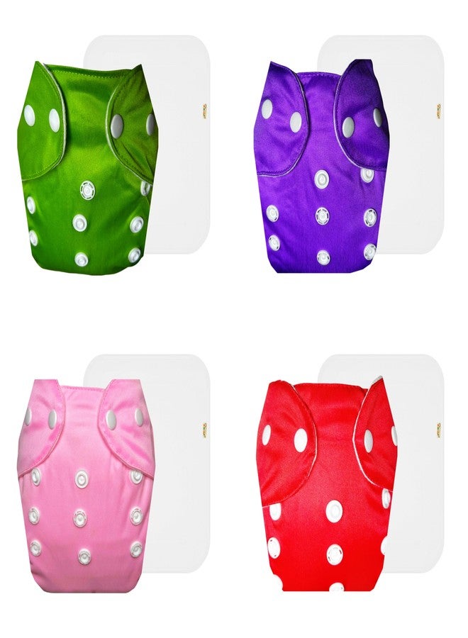 Dumbledo Lite Cloth Diaper with Cotton Insert (Pack of 4) | Dry Feel and Comfortable | 6-Layer Absorbent Pad | Travel Friendly | Trusted by Moms | 3 Months - 2 Years | Unisex Baby - Image 1