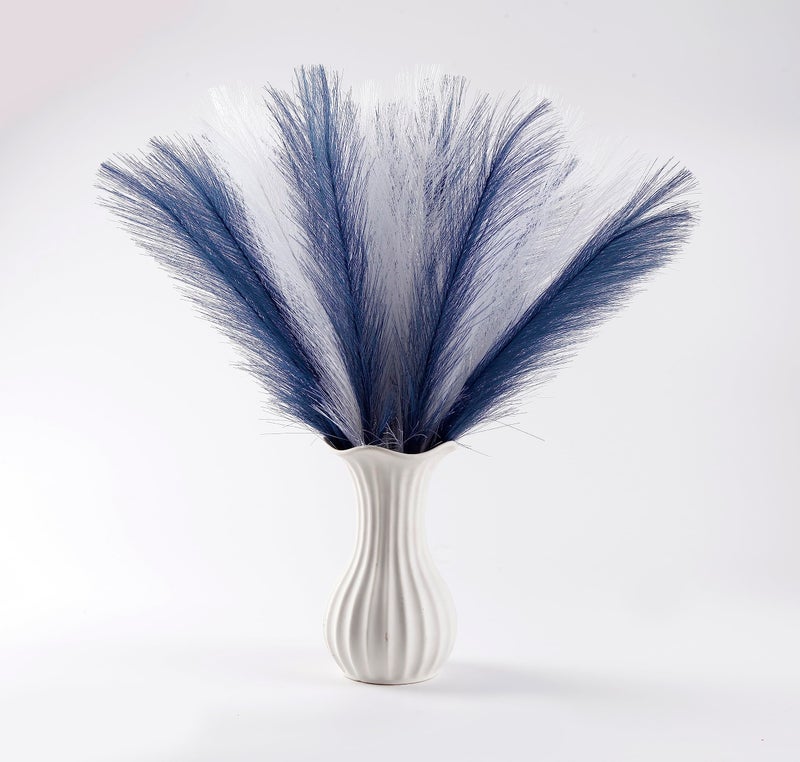 Acfruits Blue and White Pampas Grass Decor, 30 Pcs 17" Faux Pampas Grass Short Decor, Pompas Grass Flower Arrangement and Vase Filler for Boho Home Wedding Decoration - Image 3