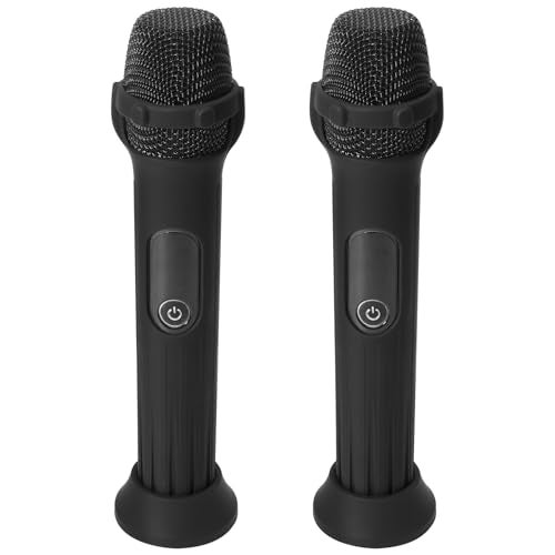 TXEsign Silicone Case for JBL Wireless Two Microphone-2 Pack, Anti-Rolling Protective Case with Base Rod Mic Sleeves Microphone Stand for Disco Stage Party TV Show (Black) - Image 1
