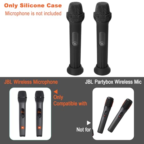 TXEsign Silicone Case for JBL Wireless Two Microphone-2 Pack, Anti-Rolling Protective Case with Base Rod Mic Sleeves Microphone Stand for Disco Stage Party TV Show (Black) - Image 2